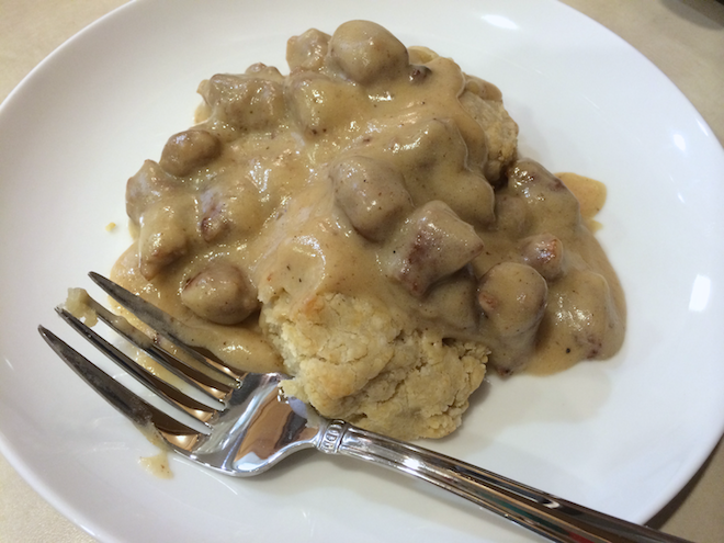 Gluten-free Dairy-free Biscuits and Gravy | RachaelRoehmholdt.com