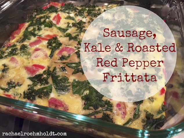 Sausage Kale & Roasted Red Pepper Frittata | RachaelRoehmholdt.com