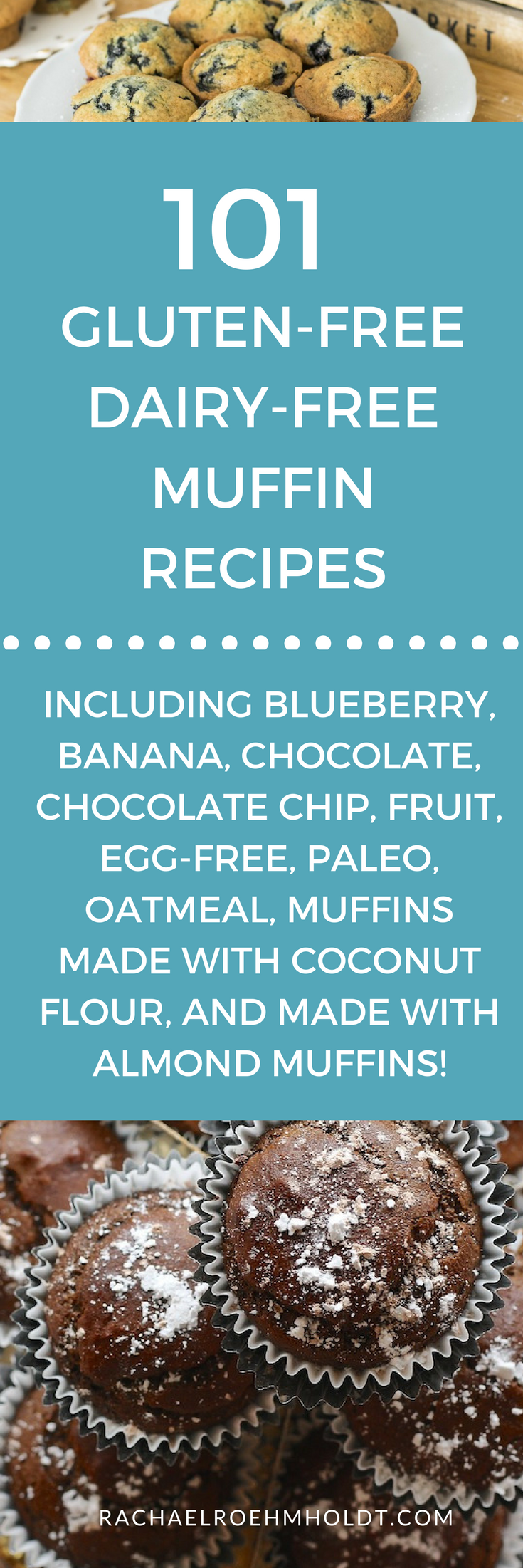 101 Gluten-free Dairy-free Muffin Recipes. Included in this recipe roundup are: gluten-free dairy-free blueberry muffins, gluten-free dairy-free banana recipes, gluten-free dairy-free chocolate muffins, gluten-free dairy-free chocolate chip muffins, gluten-free dairy-free fruit muffins, gluten-free dairy-free egg-free muffins, gluten-free dairy-free paleo muffins, gluten-free dairy-free oatmeal muffins, gluten-free dairy-free muffins made with coconut flour, and gluten-free dairy-free muffins made with almond flour recipes. Click through to find tons of recipe inspiration and get access to my free 4-part workshop all about taking on a gluten-free dairy-free diet and lifestyle.