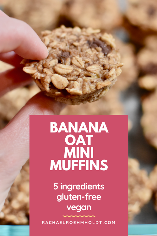 Banana Oat Mini Muffins. 5 ingredients, luten-free, vegan.