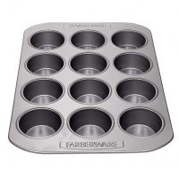 Farberware Nonstick Bakeware 12-Cup Muffin Pan, Gray