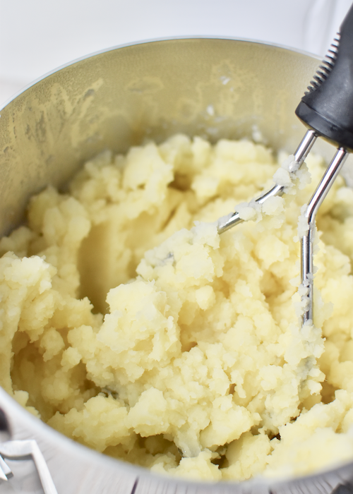 Dairy-free Mashed Potatoes - mashing the potatoes