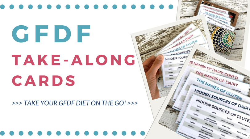 GFDF Take-along cards: take your gluten-free dairy-free diet on the go! Click through for full details.