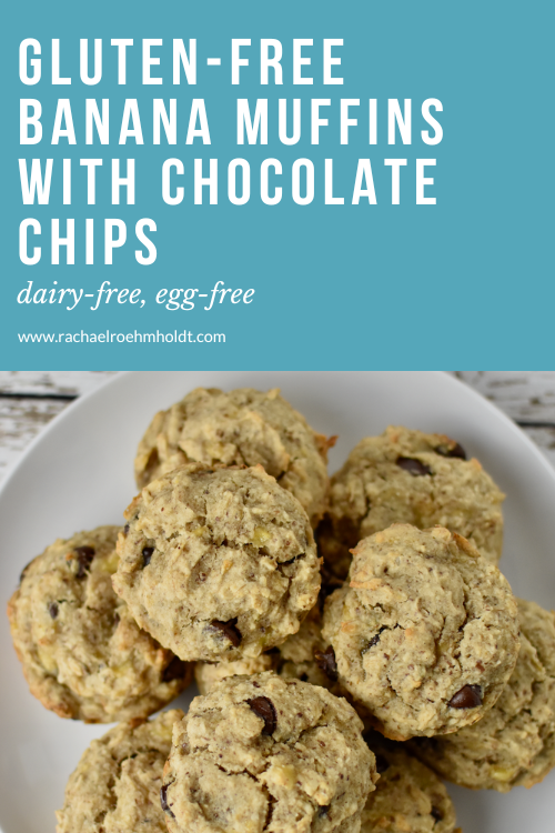 Gluten-free Banana Muffins with Chocolate Chips (Dairy-free, Egg-free)