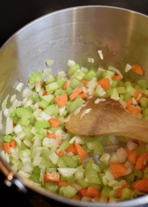 Gluten free Chicken and Dumplings: Soften the Vegetables