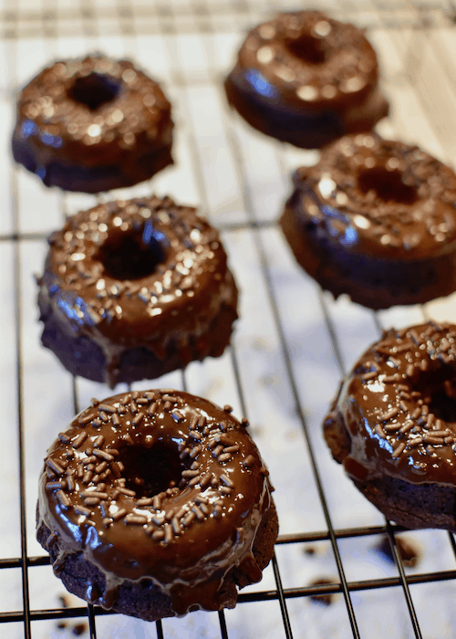 Gluten-free Brownies (Dairy-free, Vegan) - setting with spinkles and glaze