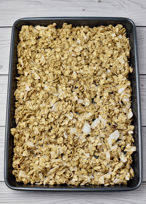 Gluten-free Granola Recipe (Dairy-free, Vegan): check and stir the granola