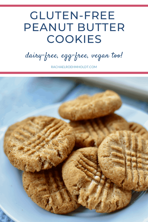 Gluten-free Peanut Butter Cookies: dairy-free, egg-free, vegan