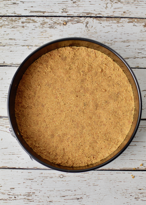 Gluten-free Pumpkin Cheesecake - crust ready for the oven