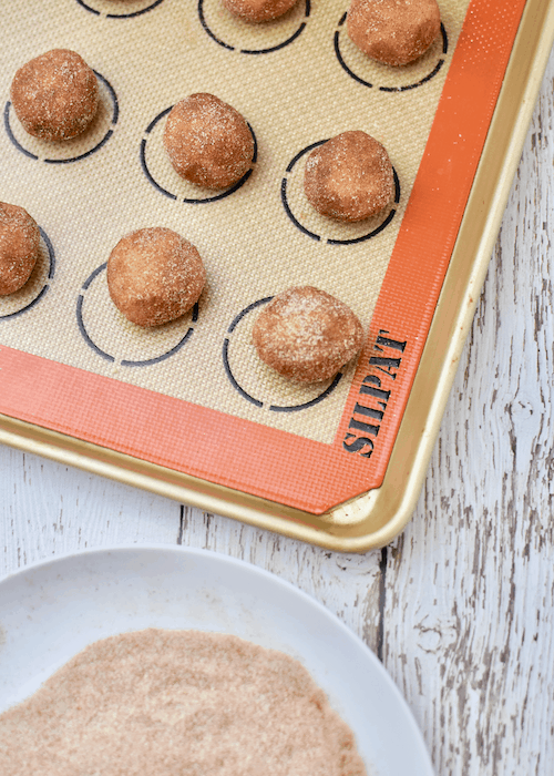 Gluten-free Snickerdoodles: roll into cookie dough balls and in cinnamon sugar mixture