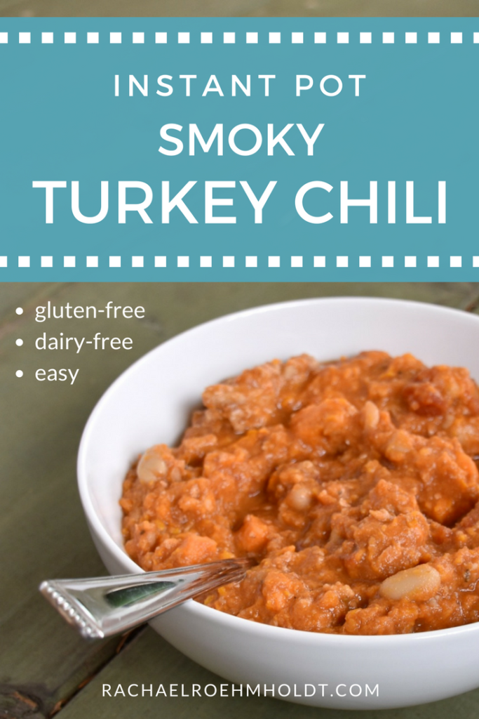 Looking for a tasty and healthy meal that's gluten-free dairy-free and can be made quickly in an Instant Pot? Try this Smoky Turkey Chili.