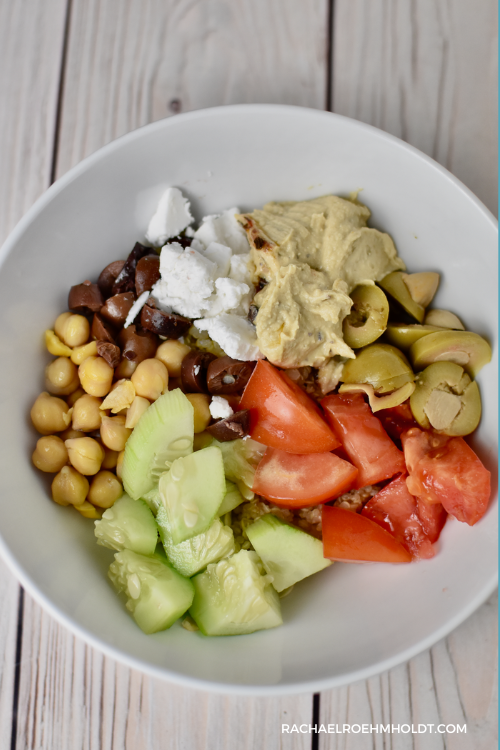 Mediterranean Quinoa Bowls - layer on the toppings