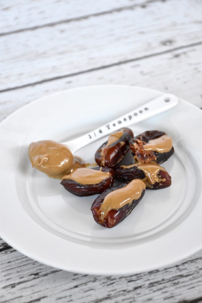 Nut butter stuffed dates, an excellent gluten-free dairy-free snack