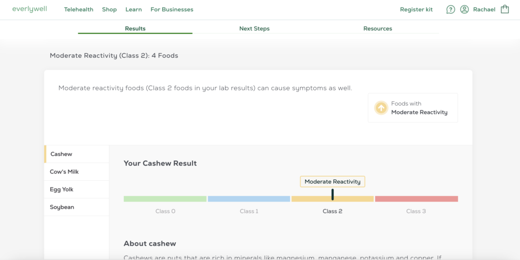 Everlywell Food Sensitivity Test Results