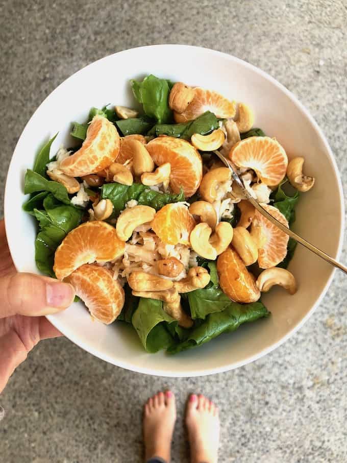 Gluten and dairy-free lunch. Chicken Asian Salad