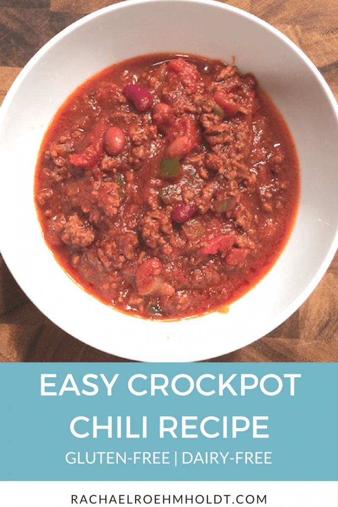 A healthy and easy crockpot chili recipe that's gluten-free and dairy-free. Click through for the full recipe.