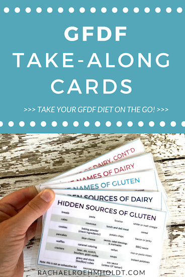 GFDF Take-along cards: take your gluten-free dairy-free diet on the go! Click through for full details.